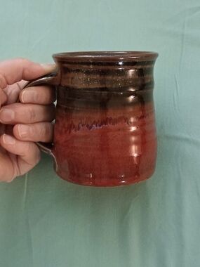 Handcrafted Red and Brown Earthtone Glazed Ceramic Mug
